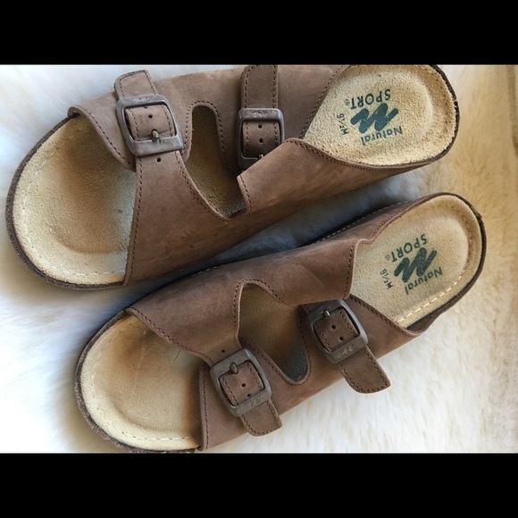NATURAL SPORT BROWN LEATHER SANDALS WOMEN SIZE 9.5 - Picture 1 of 4
